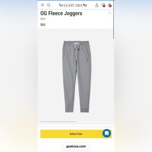 GOAT USA Men’s Gray Fleece Joggers Sz S but they run small so more like XS